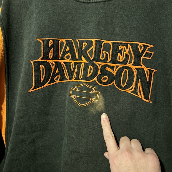Harley-Davidson Men's Black and Orange Logo Crewneck Sweater - Picture 3 of 7